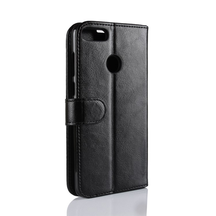 Crazy Horse Texture PU Leather Wallet Phone Case Cover for Huawei Y9 (2018) / Enjoy 8 Plus - Black-8