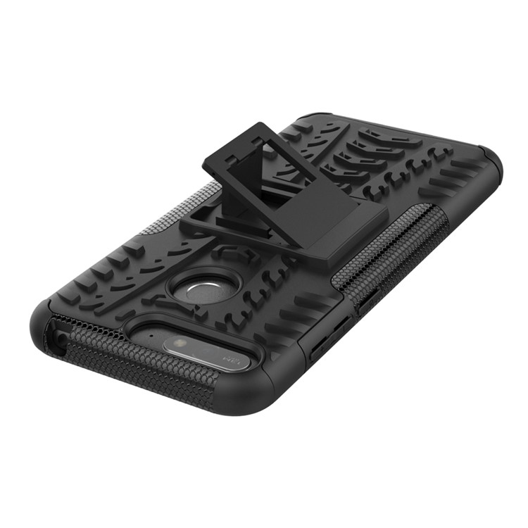 2-in-1 Tyre Pattern Kickstand PC + TPU Hybrid Case for Huawei Y6 (2018) / Honor 7A (without Fingerprint Sensor) - Black-4