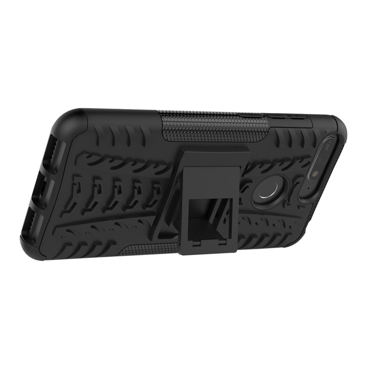 2-in-1 Tyre Pattern Kickstand PC + TPU Hybrid Case for Huawei Y6 (2018) / Honor 7A (without Fingerprint Sensor) - Black-6