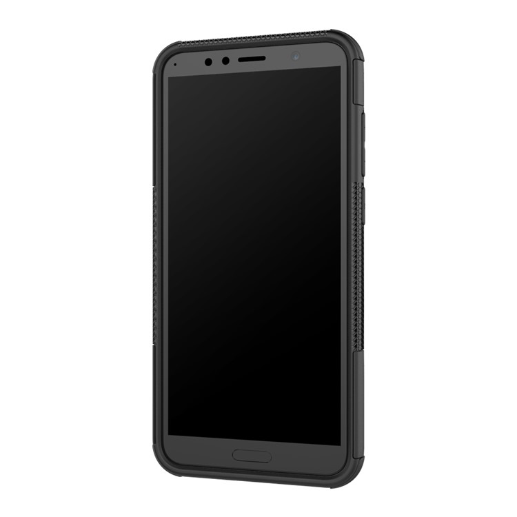 2-in-1 Tyre Pattern Kickstand PC + TPU Hybrid Case for Huawei Y6 (2018) / Honor 7A (without Fingerprint Sensor) - Black-7
