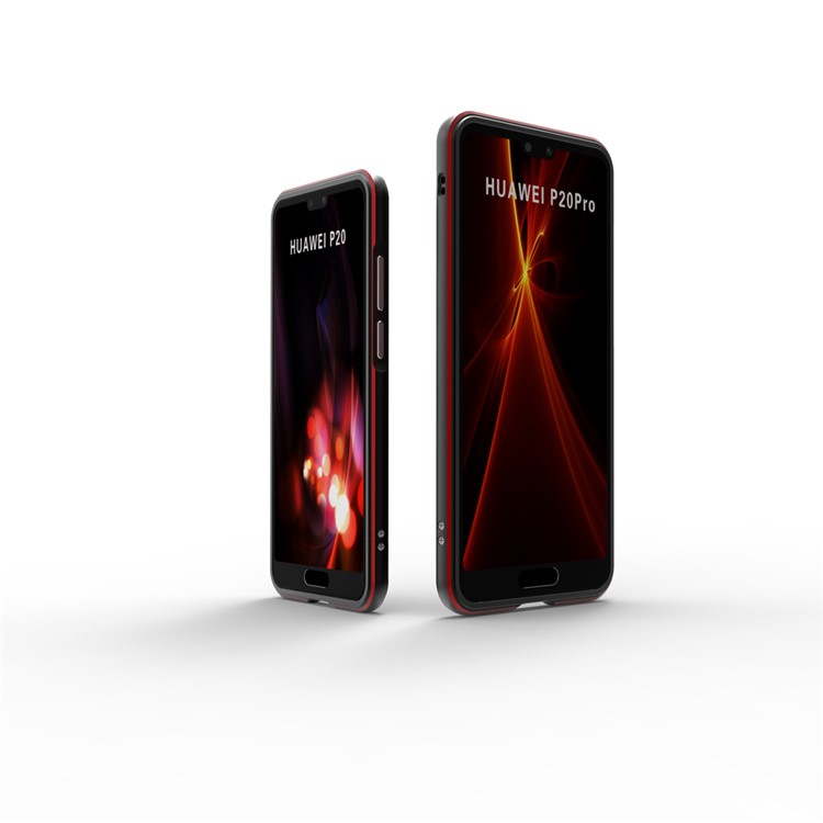 Screw Lock Electroplated Aluminium Alloy Bumper for Huawei P20 - Black / Red-2