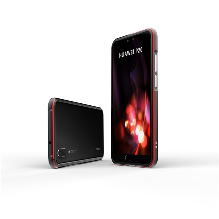 Screw Lock Electroplated Aluminium Alloy Bumper for Huawei P20 - Black / Red-3