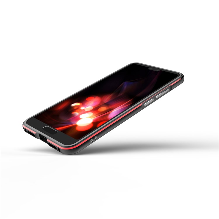 Screw Lock Electroplated Aluminium Alloy Bumper for Huawei P20 - Black / Red-4