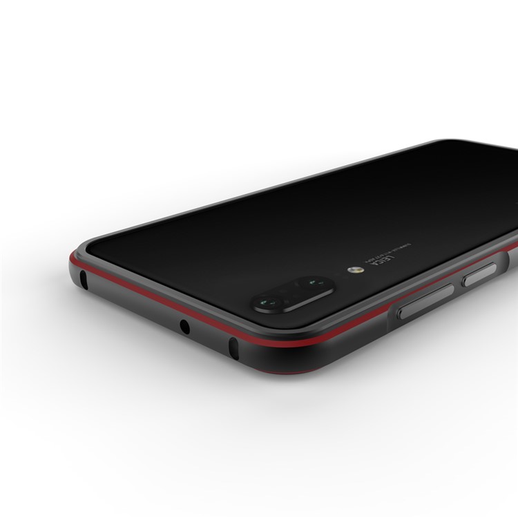 Screw Lock Electroplated Aluminium Alloy Bumper for Huawei P20 - Black / Red-6