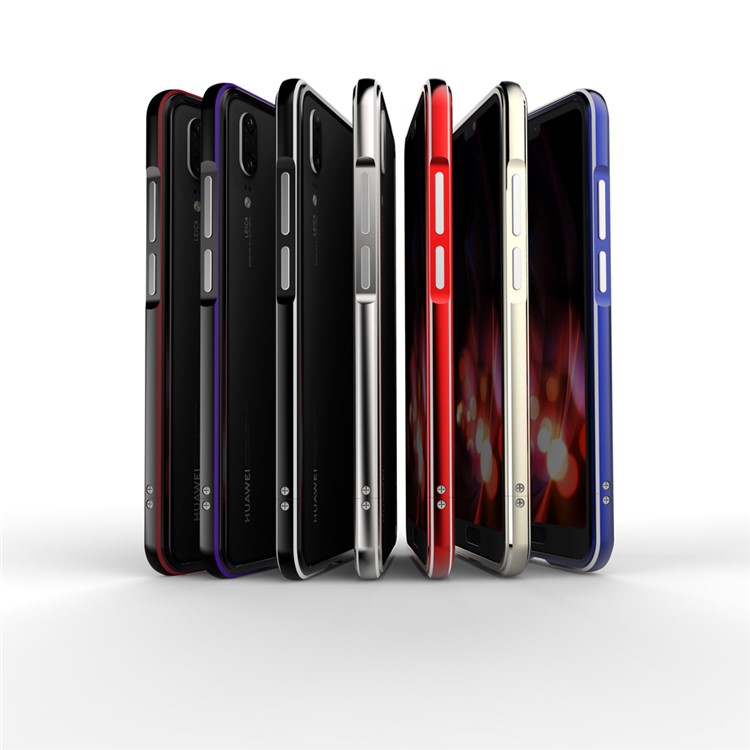 Screw Lock Electroplated Aluminium Alloy Bumper for Huawei P20 - Black / Red-8