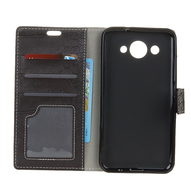 Retro Crocodile Texture PU Leather Protection Mobile Phone Shell for Huawei Y3 (2018) / Y3 (2017) - Black-3