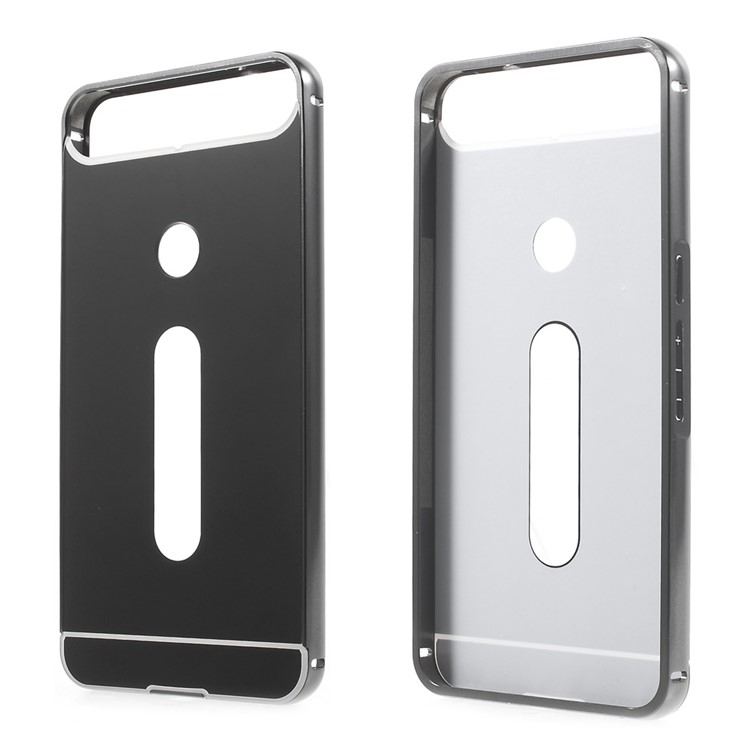 Sliding Metal Bumper PC Back Case for Huawei Nexus 6P - Black-1