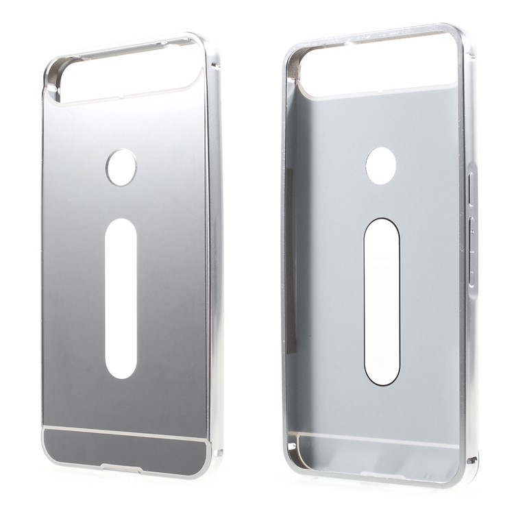 Metal Bumper Sliding PC Back Cover for Huawei Nexus 6P - Silver-1