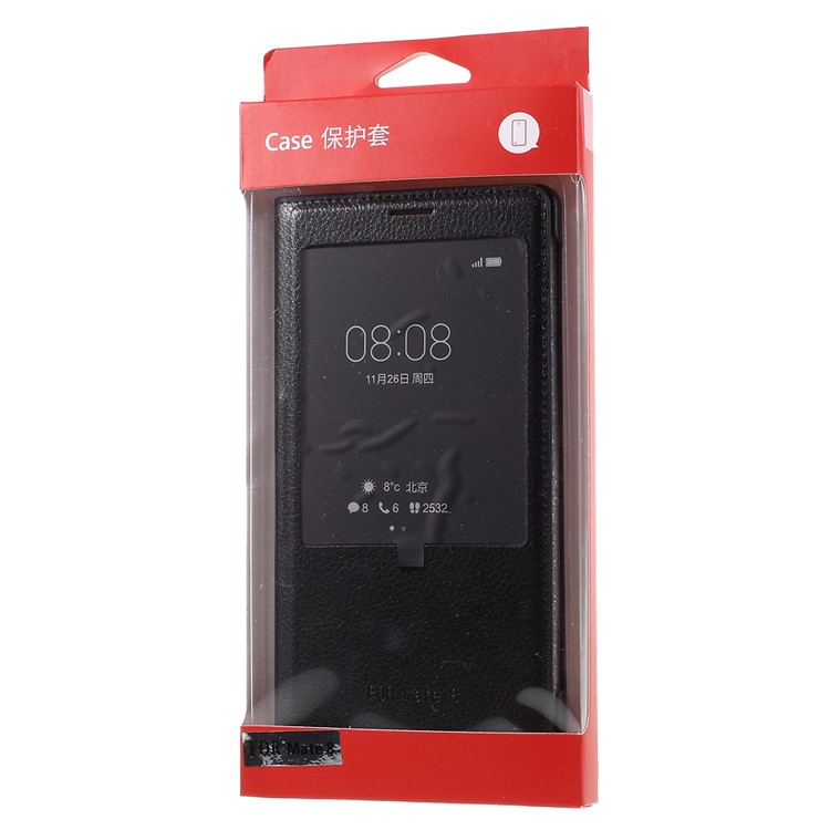 Window View Flip Litchi Leather Cover for Huawei Ascend Mate8 - Black-8