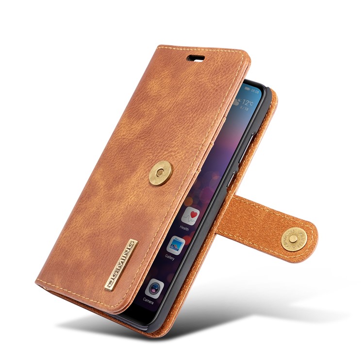 DG.MING for Huawei P20 Detachable 2-in-1 Split Leather Wallet + PC Protective Case - Brown-14