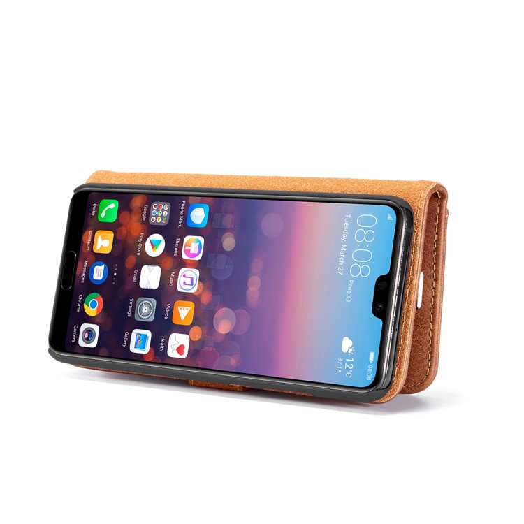 DG.MING for Huawei P20 Detachable 2-in-1 Split Leather Wallet + PC Protective Case - Brown-8