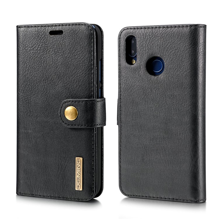DG.MING Detachable 2-in-1 Split Leather Wallet + PC Back Case for Huawei P20 Lite / Nova 3e - Black-2