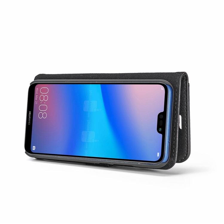 DG.MING Detachable 2-in-1 Split Leather Wallet + PC Back Case for Huawei P20 Lite / Nova 3e - Black-8