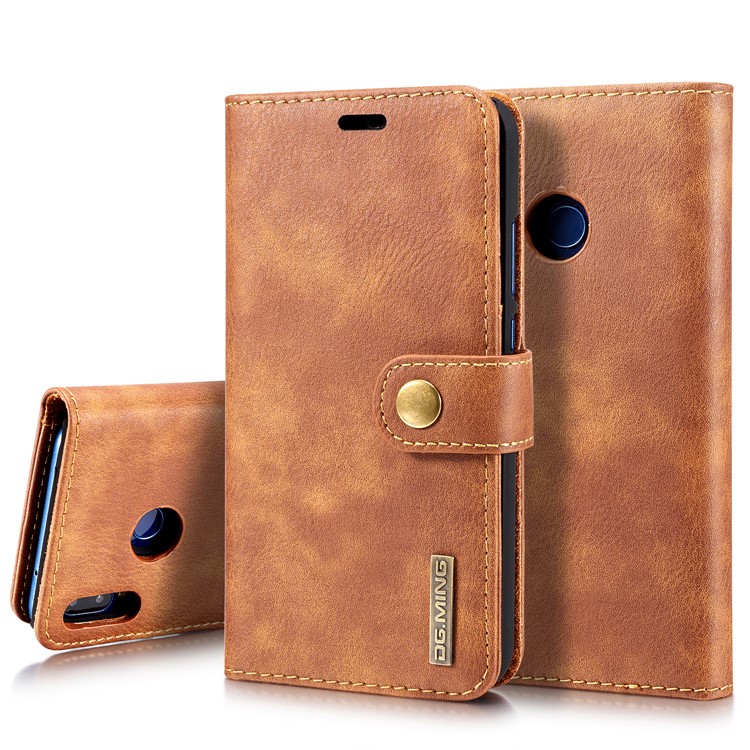 DG. MING Desmontable 2 En 1 Billetera De Cuero Dividido + Funda De PC Para Huawei P20 Lite / Nova 3e - Marrón-1