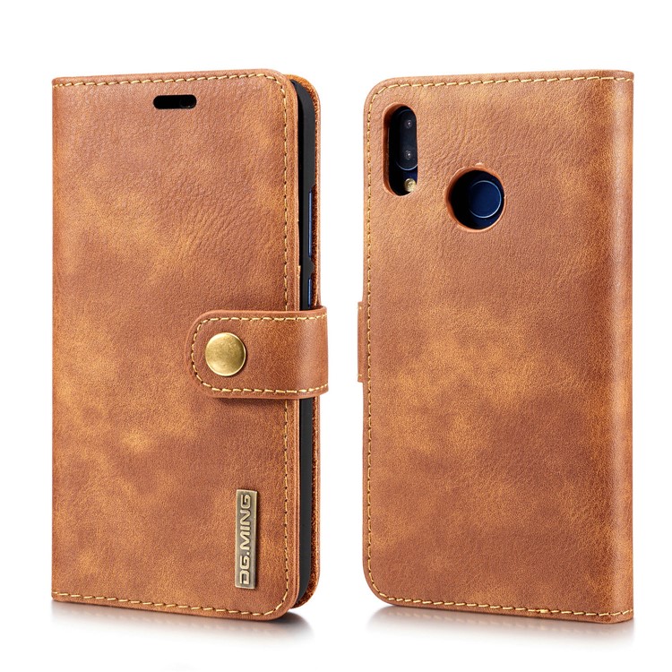 DG. MING Desmontable 2 En 1 Billetera De Cuero Dividido + Funda De PC Para Huawei P20 Lite / Nova 3e - Marrón-2