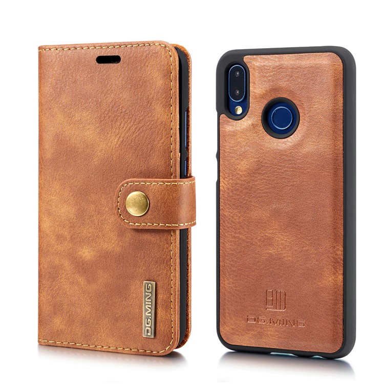 DG. MING Desmontable 2 En 1 Billetera De Cuero Dividido + Funda De PC Para Huawei P20 Lite / Nova 3e - Marrón-3