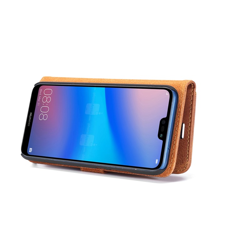 DG. MING Desmontable 2 En 1 Billetera De Cuero Dividido + Funda De PC Para Huawei P20 Lite / Nova 3e - Marrón-8