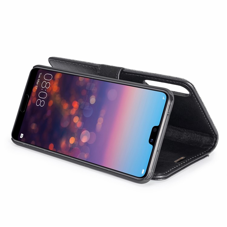 Dg. Ming Para Huawei P20 Pro Desmontable Con Carcasa de Billetera de Cuero Dividido 2-en-1 de Cuero + PC - Negro