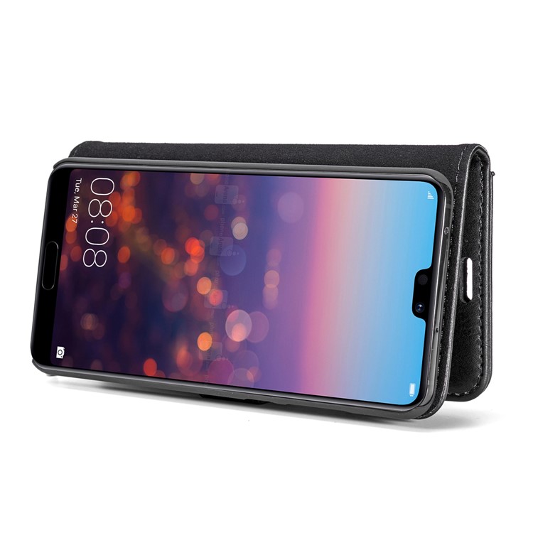 Dg. Ming Para Huawei P20 Pro Desmontable Con Carcasa de Billetera de Cuero Dividido 2-en-1 de Cuero + PC - Negro