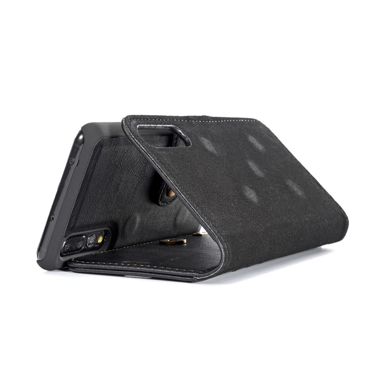 Dg. Ming Para Huawei P20 Pro Desmontable Con Carcasa de Billetera de Cuero Dividido 2-en-1 de Cuero + PC - Negro