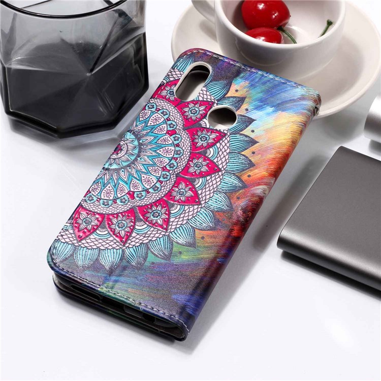 Pattern Printing Embossed Leather Wallet Shell Case for Huawei P20 Lite / Nova 3e - Mandala Flower-9