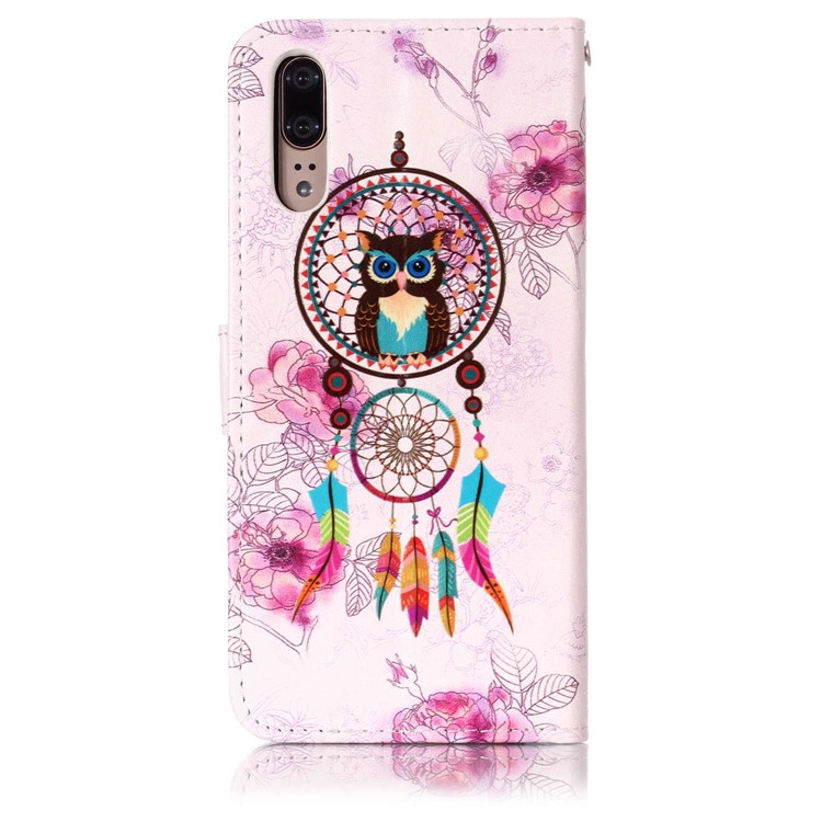 Pattern Printing Embossed Wallet Leather Stand Case for Huawei P20 - Dream Catcher-3