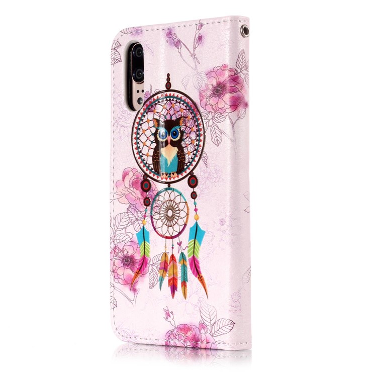 Pattern Printing Embossed Wallet Leather Stand Case for Huawei P20 - Dream Catcher-6