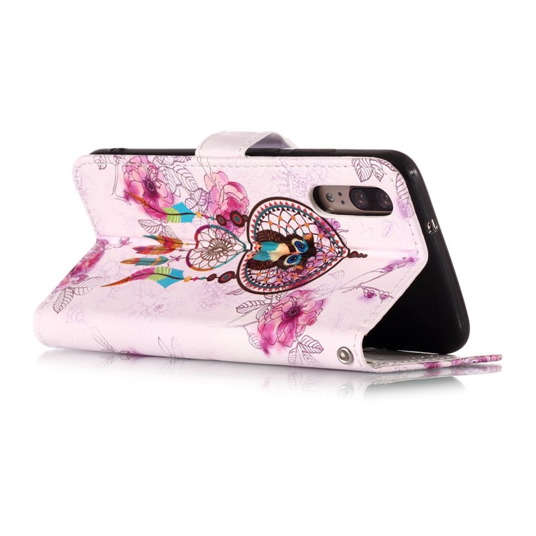 Pattern Printing Embossed Wallet Leather Stand Case for Huawei P20 - Dream Catcher-7