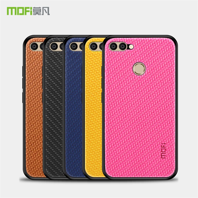 MOFI Honor Series Woven Texture PU Leather Coated PC + TPU Hybrid Case for Huawei P Smart /Enjoy 7S - Black-6
