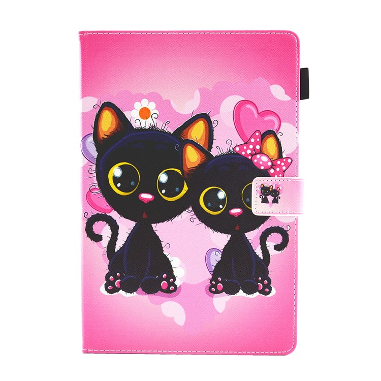 Multifunktionsmusterdruck Lederständer Tablet Zubehör Gehäuseschale Für Huawei Mediapad M5 10 / M5 10 (pro) - Zwei Schwarze Katzen-2