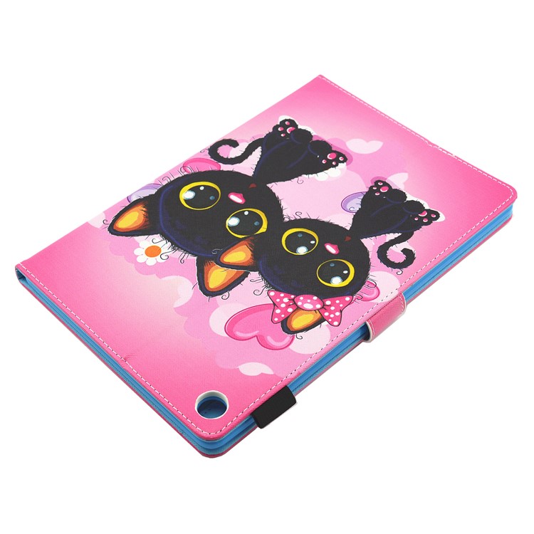 Multifunktionsmusterdruck Lederständer Tablet Zubehör Gehäuseschale Für Huawei Mediapad M5 10 / M5 10 (pro) - Zwei Schwarze Katzen-5