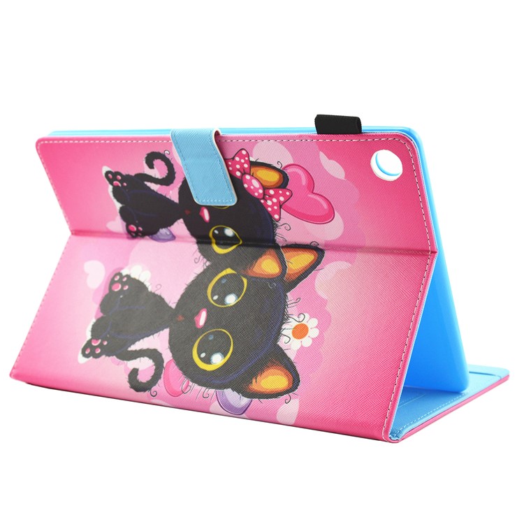 Multifunktionsmusterdruck Lederständer Tablet Zubehör Gehäuseschale Für Huawei Mediapad M5 10 / M5 10 (pro) - Zwei Schwarze Katzen-6