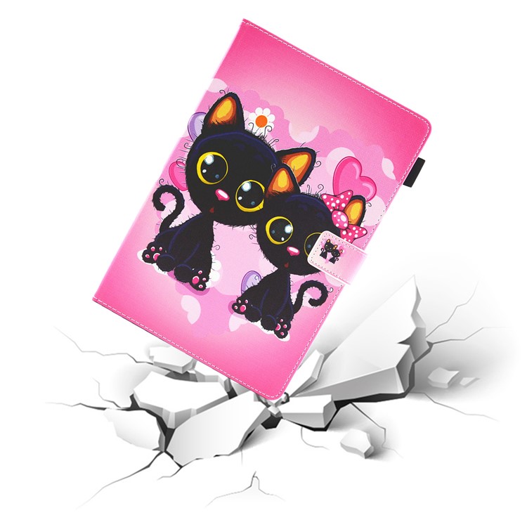 Multifunktionsmusterdruck Lederständer Tablet Zubehör Gehäuseschale Für Huawei Mediapad M5 10 / M5 10 (pro) - Zwei Schwarze Katzen-7