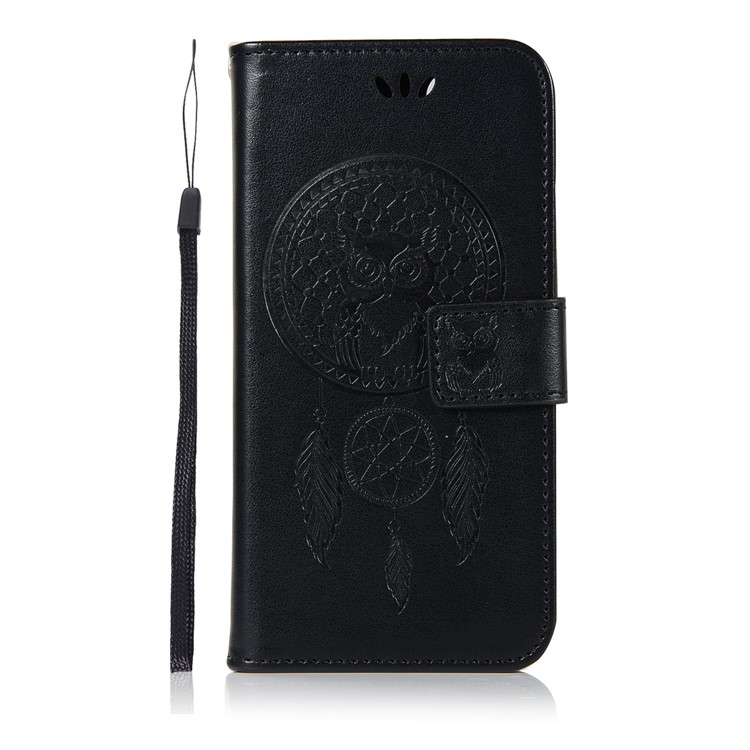 Imprint Owl Dream Catcher Wallet Stand Leather Case for Huawei Y5 (2018) / Y5 Prime (2018) - Black-2