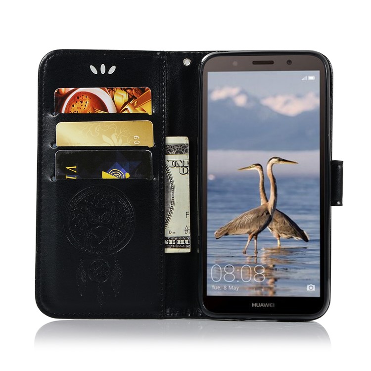 Imprint Owl Dream Catcher Wallet Stand Leather Case for Huawei Y5 (2018) / Y5 Prime (2018) - Black-4