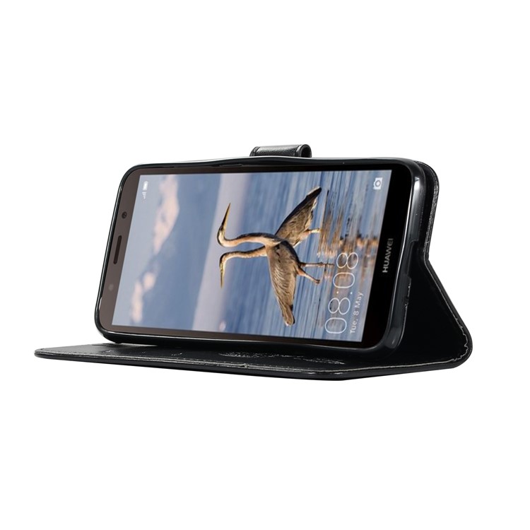 Imprint Owl Dream Catcher Wallet Stand Leather Case for Huawei Y5 (2018) / Y5 Prime (2018) - Black-5