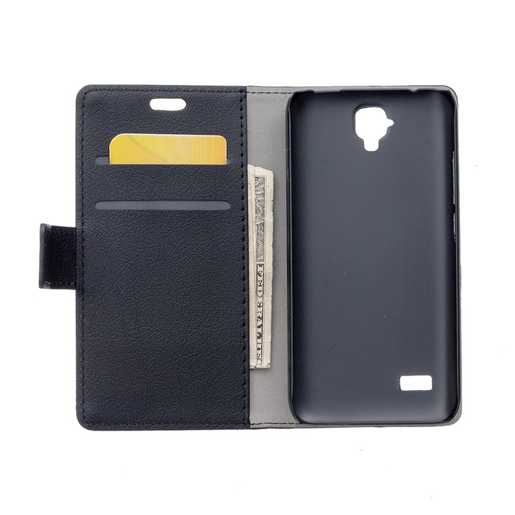 Leather Flip Card Slot Stand Case for Huawei Y5 Y560 - Black-3