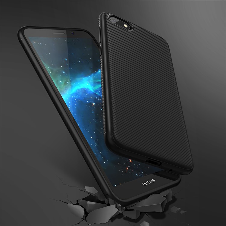Twill Texture TPU Back Mobile Case for Huawei Y5 Prime (2018) / Y5 (2018) / Honor Play 7 - Black-5