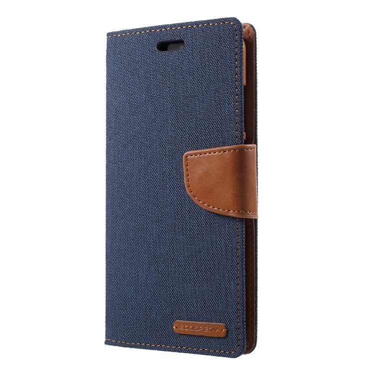 MERCURY GOOSPERY Canvas Diary Leather Wallet Case Protector for Huawei P20 Pro - Dark Blue-3