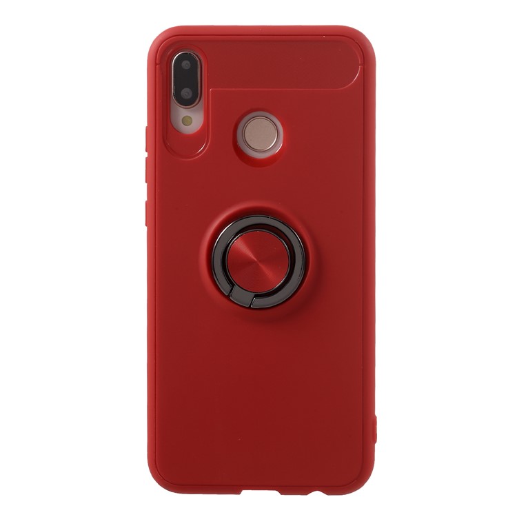 For Huawei P20 Lite/Nova 3e (China) Rotating Ring Kickstand TPU Phone Case (Built-in Magnetic Metal Sheet) - Red-3