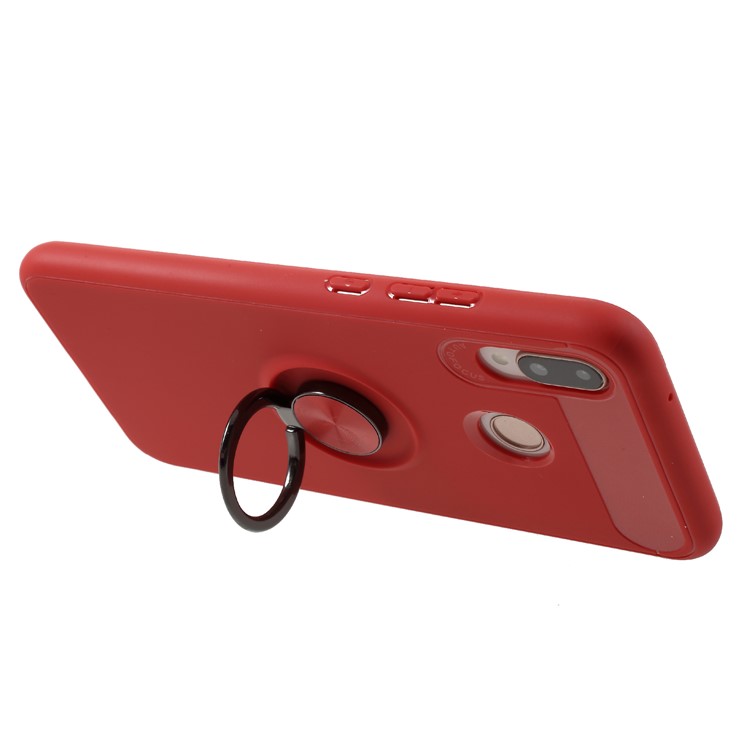 For Huawei P20 Lite/Nova 3e (China) Rotating Ring Kickstand TPU Phone Case (Built-in Magnetic Metal Sheet) - Red-5
