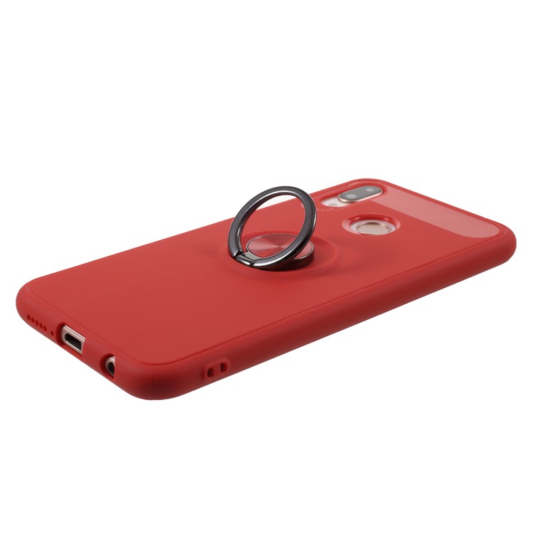 For Huawei P20 Lite/Nova 3e (China) Rotating Ring Kickstand TPU Phone Case (Built-in Magnetic Metal Sheet) - Red-6