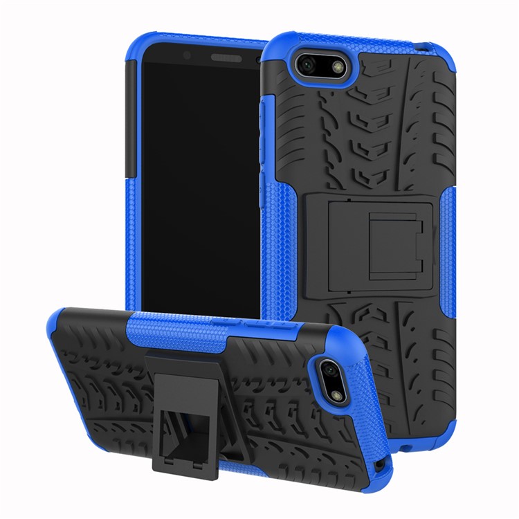 Anti-slip PC + TPU Combo Cover Case with Kickstand for Huawei Y5 Prime (2018) / Y5 (2018) - Blue-1