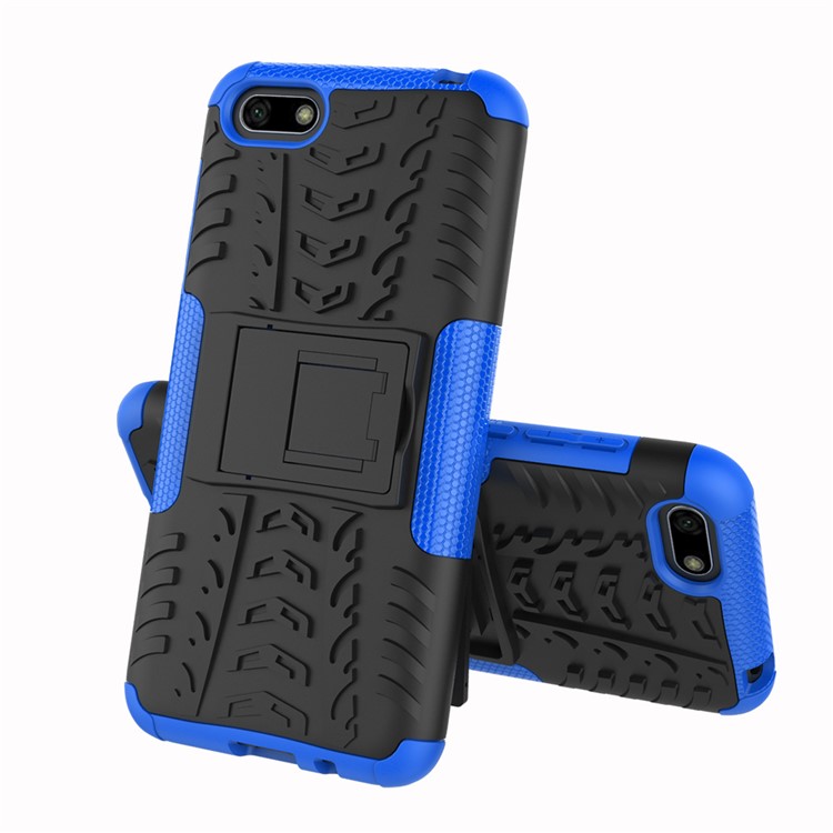 Anti-slip PC + TPU Combo Cover Case with Kickstand for Huawei Y5 Prime (2018) / Y5 (2018) - Blue-2