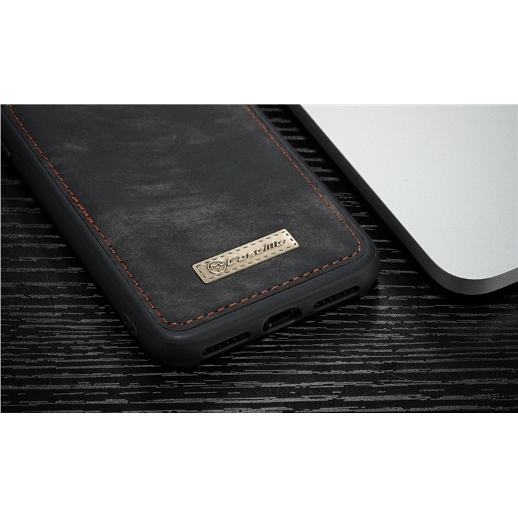CASEME Vintage Split Leather Multi-slot Wallet Case for Huawei P20 - Black-6