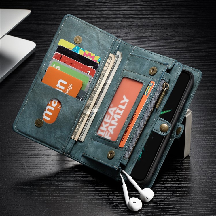 CASEME Accesorio De La Caja Del Teléfono De La Billetera Multi-ranura Cuero Vintage Para Huawei P20 - Azul-3