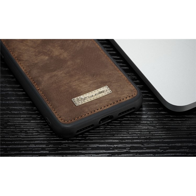 CASEME Vintage Split Portefeuille En Cuir Téléphone Portable Cas De Couverture Avec Multi-slot Pour Huawei P20 - Marron-6