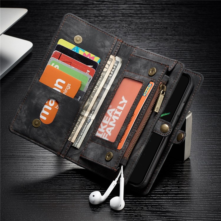 CASEME Vintage Carteira De Couro Multi-slot De Divisão Para Huawei P20 Pro - Preto-3