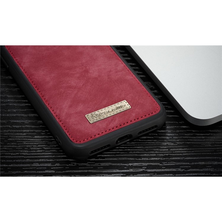 Cubierta De La Caja De La Billetera Multi-ranura De Cuero Partido Vintage CASEME Para Huawei P20 Pro - Rojo-6