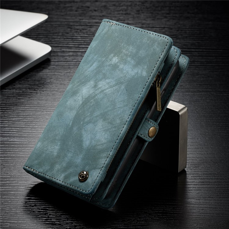 CASEME Vintage Split Leather Multi-slot Wallet Phone Shell for Huawei P20 Pro - Blue-2